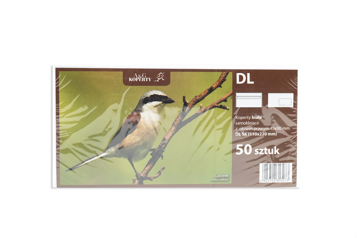 Koperta DL biała SK okno prawe 50szt.